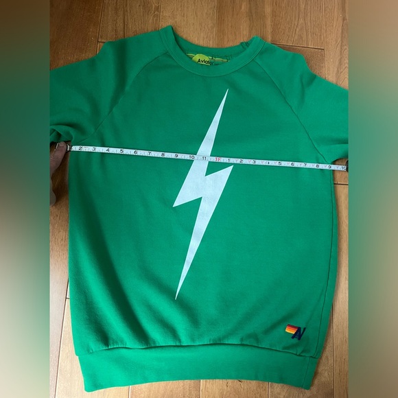 Aviator Nation Bolt Crew Sweatshirt - Kelly Green/White (Unisex S) - Picture 12 of 13